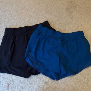 Women's Black and Blue Athletic Shorts